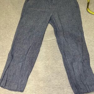 J. Jill Blue Linen Stretch Capris Trousers